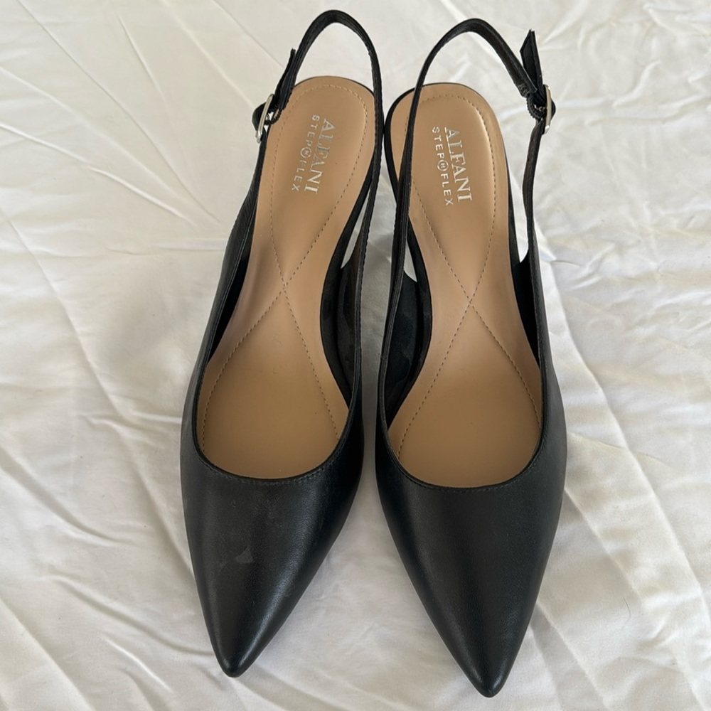 Alfani, black leather, sling back pumps 2 1/2 heel. NWOT